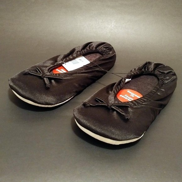 Tender Tootsies Classic Ballerina Slippers, Black, L - Picture 4 of 9